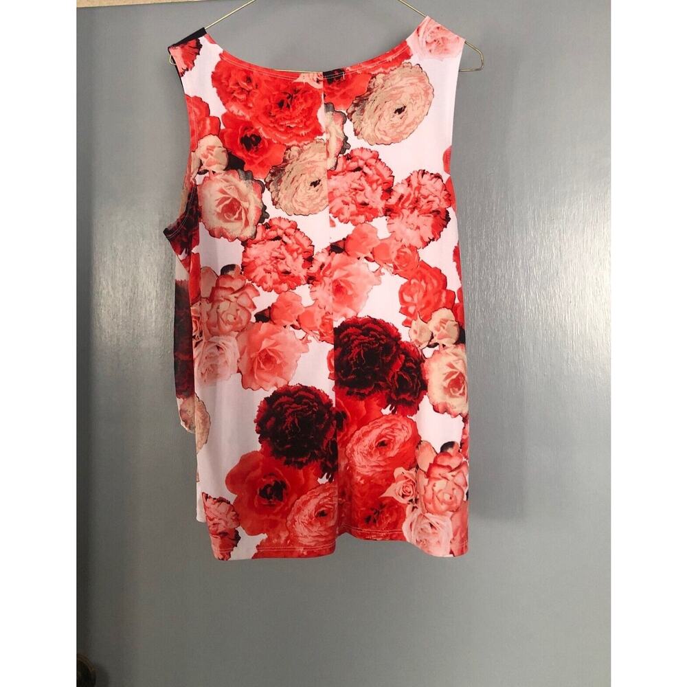 Susan Lawrence tiered ruffle Floral Tank Top Size Large Feminine Romantic Retro - Picture 2 of 4